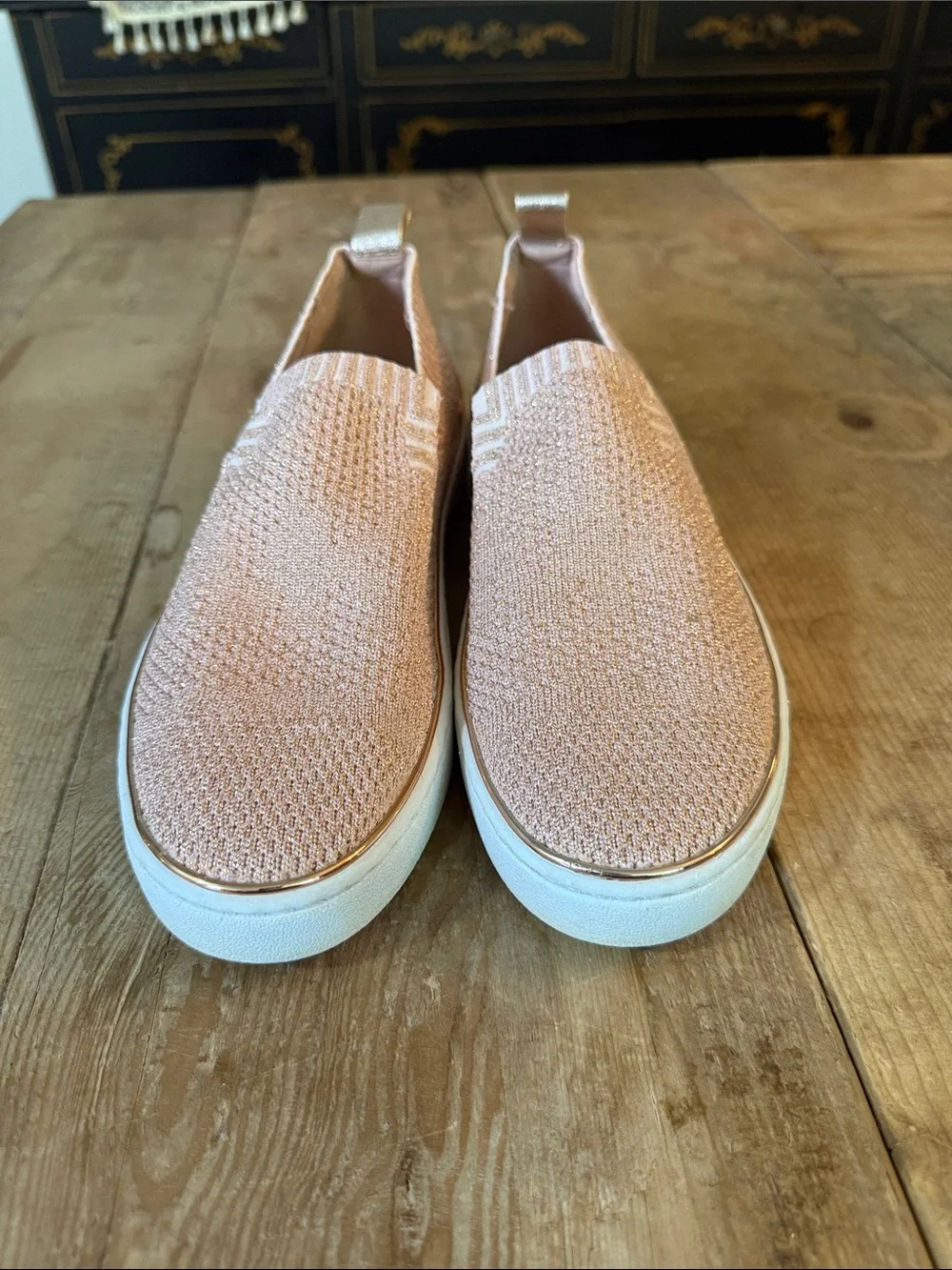 Michael Kors Blush Knit Slip-On Sneakers with Rose Gold Trim